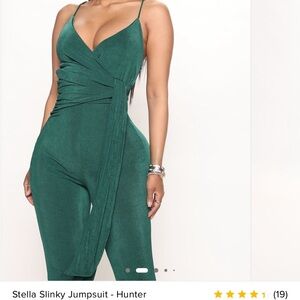 Fashion Nova Hunter Green Slinky Jumpsuit